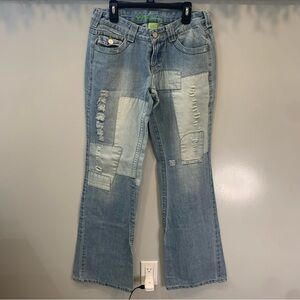 Vintage Banana USA patchwork Flare Leg Low Rise Jeans Size 7